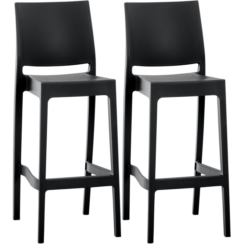 Conjunto de 2 banquetas de bar Maya pretas
