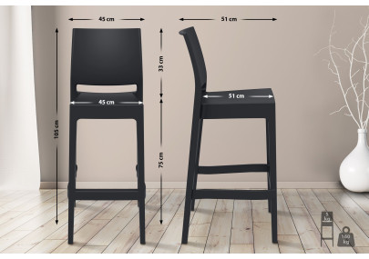 Conjunto de 2 banquetas de bar Maya pretas