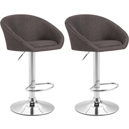 Ensemble de 2 tabourets de bar Miami V2 en tissu chromé gris foncé