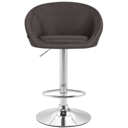 Ensemble de 2 tabourets de bar Miami V2, tissu, chrome, gris foncé