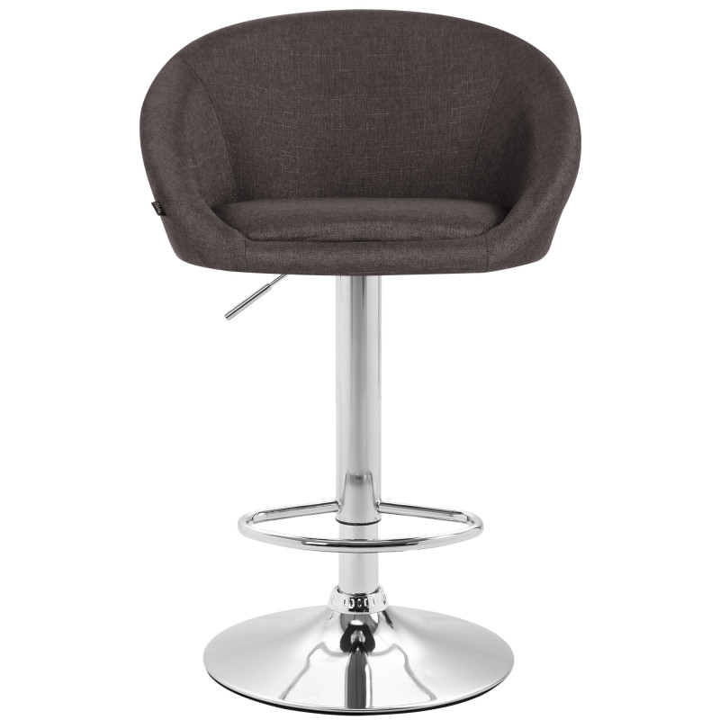 Ensemble de 2 tabourets de bar Miami V2, tissu, chrome, gris foncé