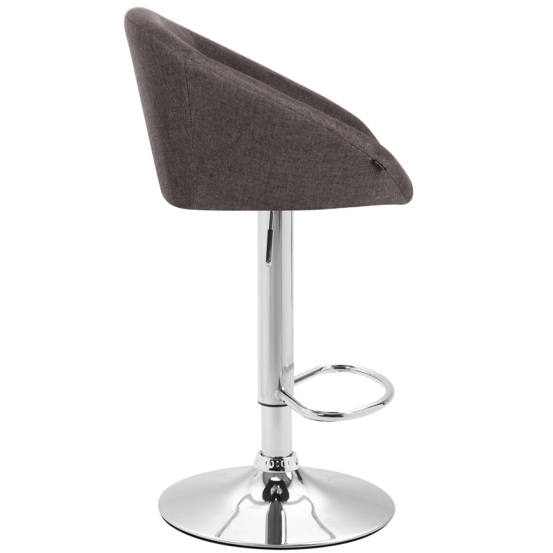 Ensemble de 2 tabourets de bar Miami V2, tissu, chrome, gris foncé