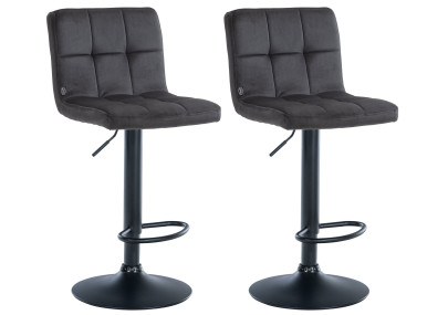 Ensemble de 2 tabourets de bar en velours Pérou, noirs