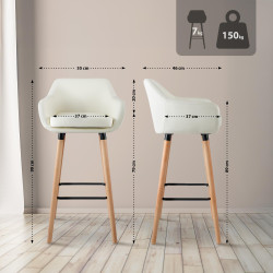 Ensemble de 2 tabourets de bar Grant en similicuir crème