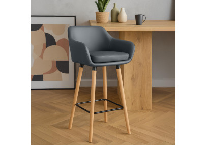 Set di 2 sgabelli da bar Grant, similpelle, grigio