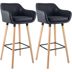 Lot de 2 tabourets de bar Grant en similicuir noir