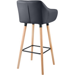 Lot de 2 tabourets de bar Grant en similicuir noir