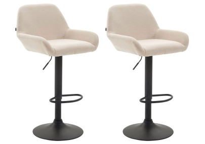 Ensemble de 2 tabourets de bar Braga, en tissu, noir et crème