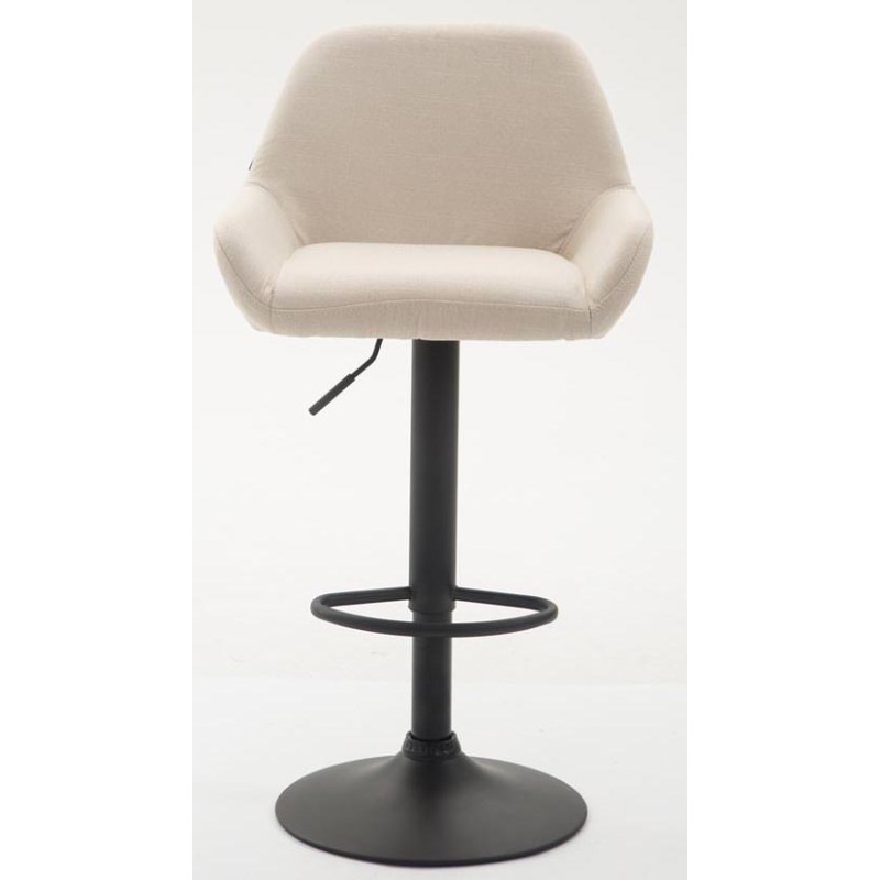Juego de 2 taburetes de bar Braga, tapizados en tela, negro y crema