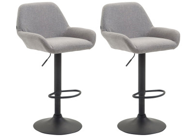 Ensemble de 2 tabourets de bar Braga, en tissu, noir et gris