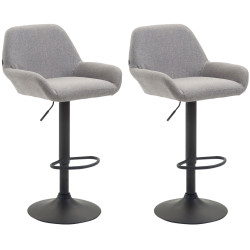 Ensemble de 2 tabourets de bar Braga, en tissu, noir et gris