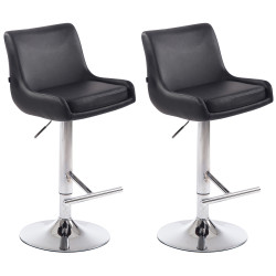 Set di 2 sgabelli da bar Club, similpelle, cromati, neri