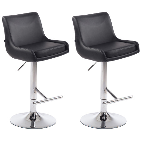 Set di 2 sgabelli da bar Club, similpelle, cromati, neri