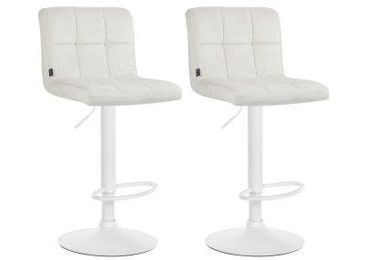Ensemble de 2 tabourets de bar en velours Pérou, blanc/crème