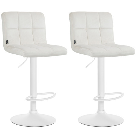 Ensemble de 2 tabourets de bar en velours blanc Pérou crème