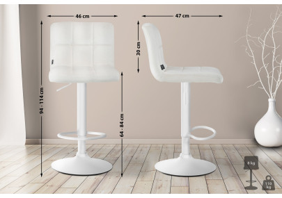 Lot de 2 tabourets de bar en velours Pérou blanc et crème