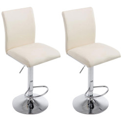 Set di 2 sgabelli da bar Cologne, similpelle, cromato, crema