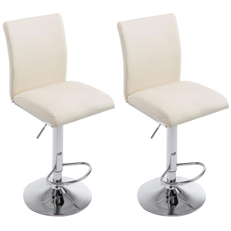 Set di 2 sgabelli da bar Cologne, similpelle, cromato, crema