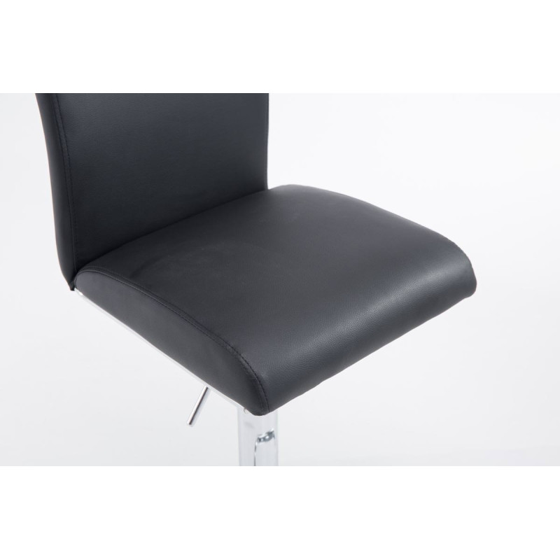 Juego de 2 taburetes de bar Cologne, piel sintética, cromados, negros