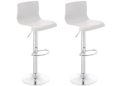 Lot de 2 tabourets de bar Hoover, en plastique chromé blanc.