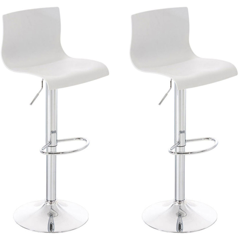 Lot de 2 tabourets de bar Hoover, en plastique chromé blanc.