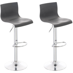 Lot de 2 tabourets de bar Hoover, en plastique, gris chromé