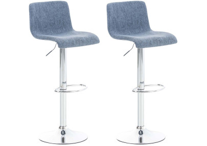 Conjunto de 2 banquetas de bar Hoover, em tecido, cromadas, azuis