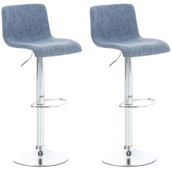 Ensemble de 2 tabourets de bar Hoover, tissu, chrome, bleu