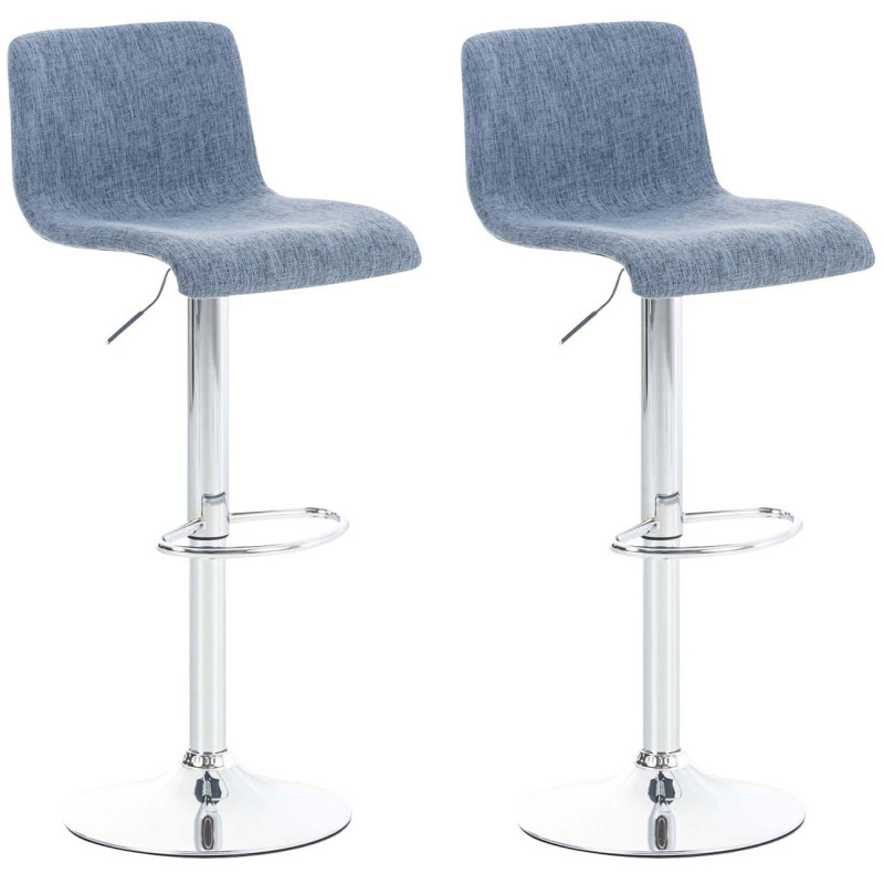 Set di 2 sgabelli da bar Hoover, tessuto, cromato, blu