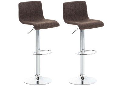 Conjunto de 2 banquetas de bar Hoover, estofadas em tecido, marrom cromado