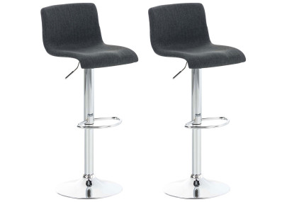 Set di 2 sgabelli da bar Hoover, tessuto, cromato, grigio scuro