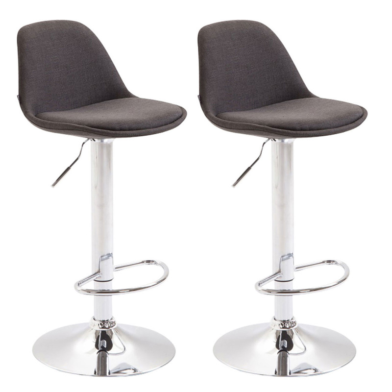 Lot de 2 tabourets de bar Kiel, tissu gris foncé