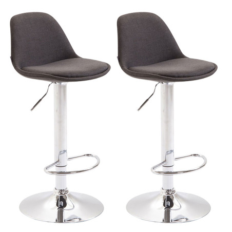 Ensemble de 2 tabourets de bar en tissu Kiel gris foncé