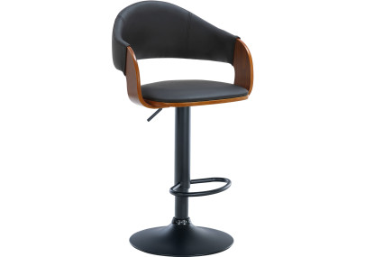 Lot de 2 tabourets de bar Nilse simili cuir noir noyer/noir