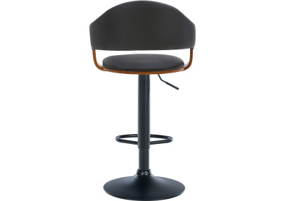 Lot de 2 tabourets de bar Nilse simili cuir noir noyer/noir