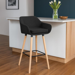Ensemble de 2 tabourets de bar Grant en tissu noir
