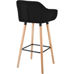 Ensemble de 2 tabourets de bar Grant en tissu noir
