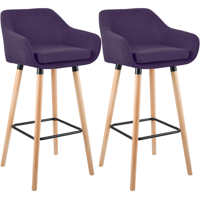 Conjunto de 2 banquetas de bar Grant em tecido roxo