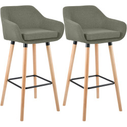 Ensemble de 2 tabourets de bar Grant, tissu gris clair