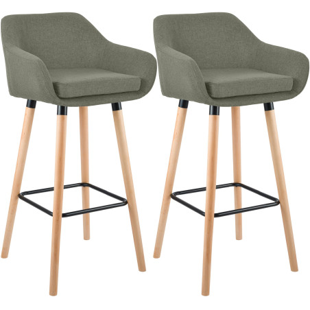 Ensemble de 2 tabourets de bar Grant, tissu gris clair
