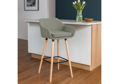 Ensemble de 2 tabourets de bar Grant, tissu gris clair