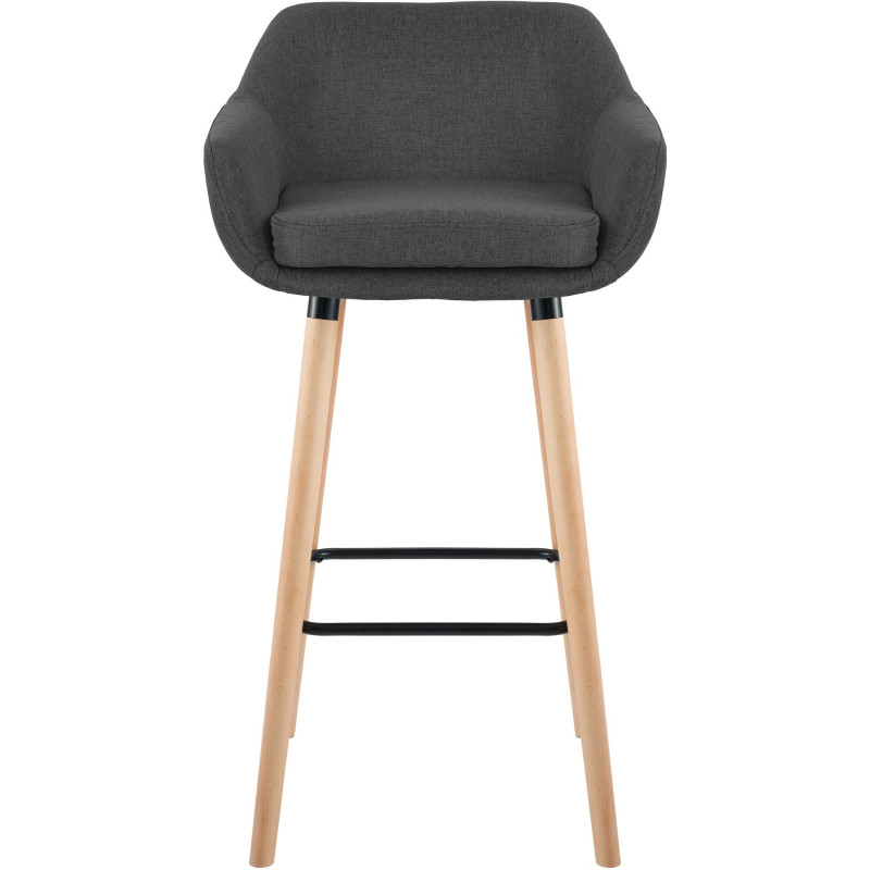 Ensemble de 2 tabourets de bar Grant, tissu, gris foncé