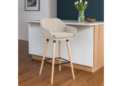 Ensemble de 2 tabourets de bar Grant, tissu crème