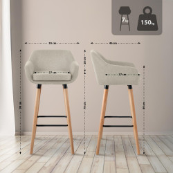 Ensemble de 2 tabourets de bar Grant en tissu crème