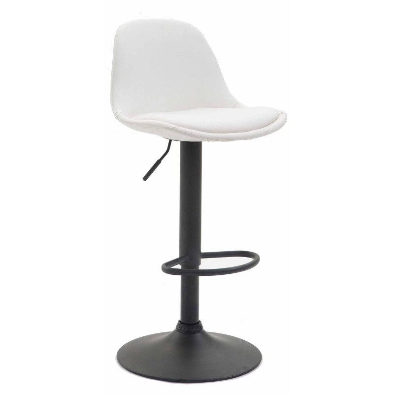 Tabouret de bar Kiel, entièrement recouvert de similicuir noir. blanc