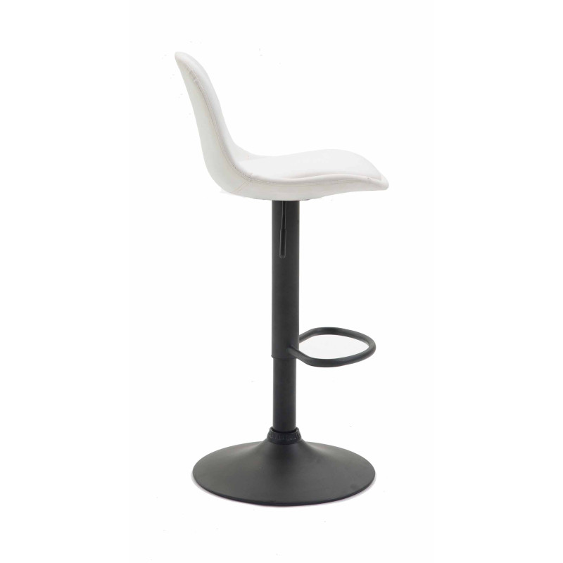 Tabouret de bar Kiel, entièrement recouvert de similicuir noir. blanc