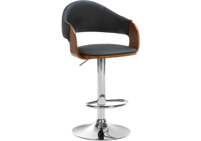 Lot de 2 tabourets de bar Nilse, similicuir, chrome, noyer/noir