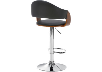 Ensemble de 2 tabourets de bar Nilse, similicuir, chrome, noyer/noir