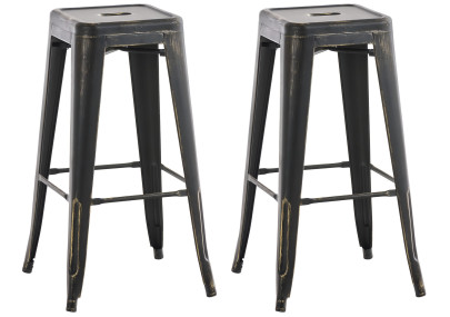 Conjunto de 2 banquetas Joshua, pretas e douradas