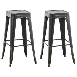Ensemble de 2 tabourets de bar Joshua, noir et or